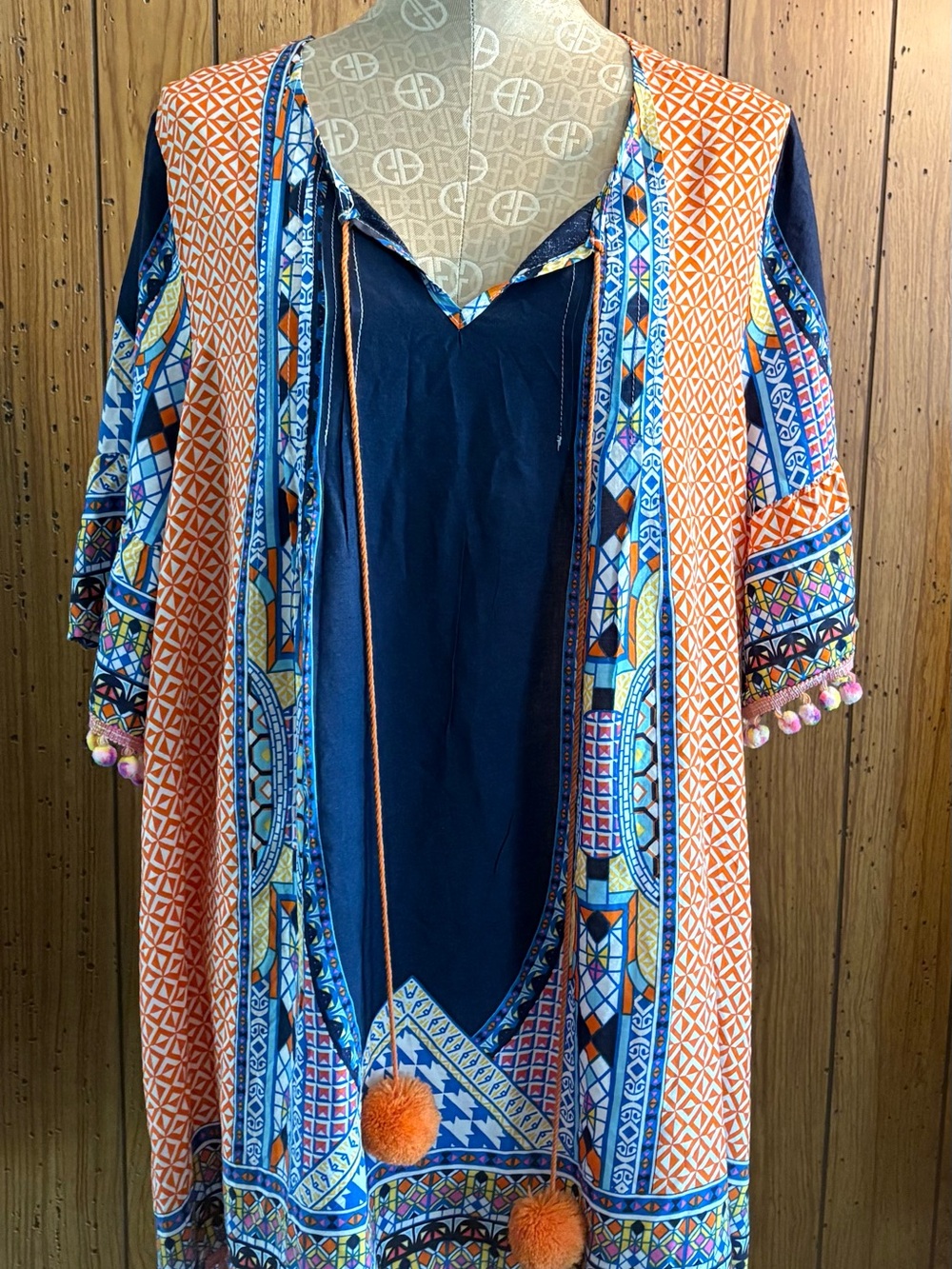 Velzera Navy Tunic with Orange Trim